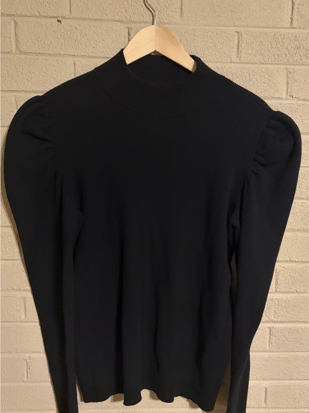 Nine West Black Puff-Sleeve Mock Neck Sweater - Women